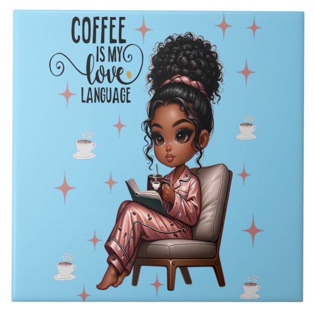 Azulejo Nicole Coffee Love Language Ceramic Tile (Frente)