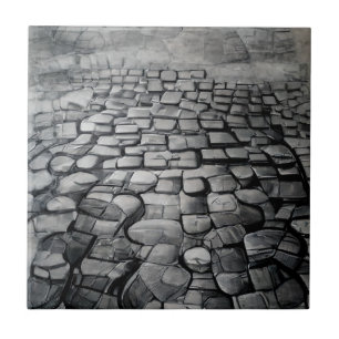 Azulejo Niebla gris cobblestones grabando arte gráfico