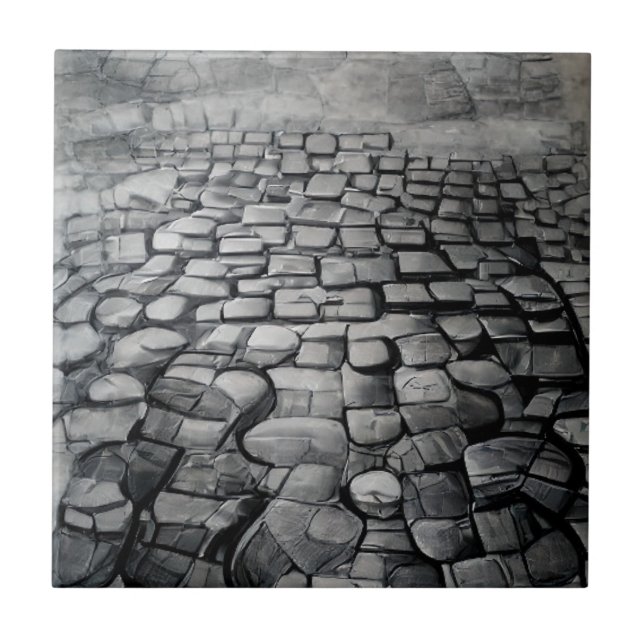 Azulejo Niebla gris cobblestones grabando arte gráfico  (Frente)