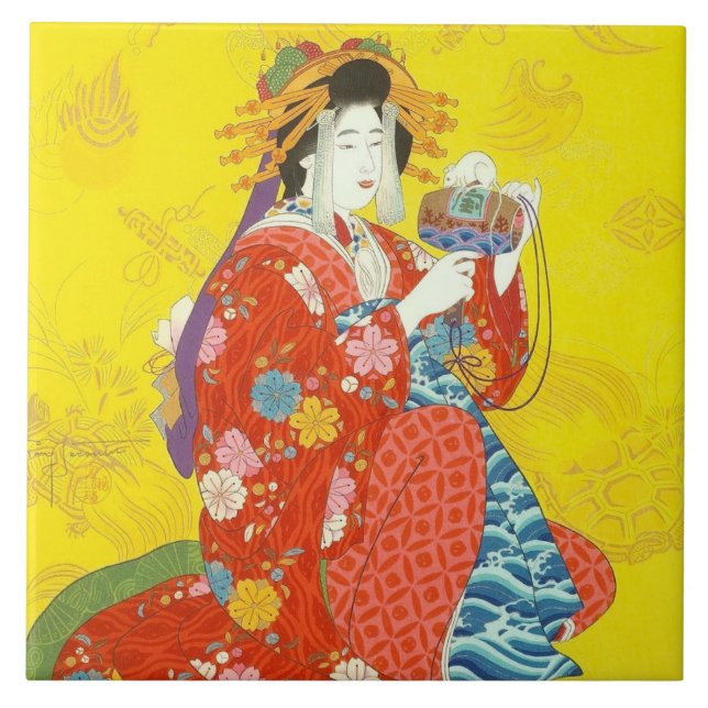 Azulejo Nieve cerámica japonesa Geisha (Frente)