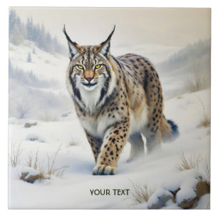 Azulejo Nieve de invierno de Fantasy Cute Lynx