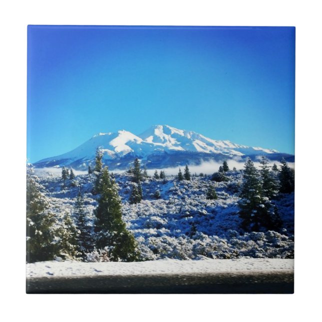 Azulejo Nieve de invierno en el Monte Shasta, CA (Frente)