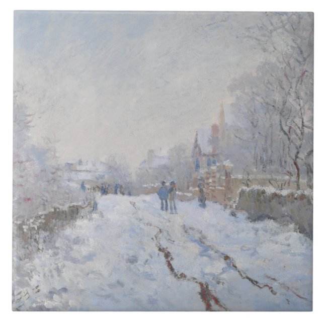 Azulejo Nieve en Argenteuil (por Claude Monet) (Frente)