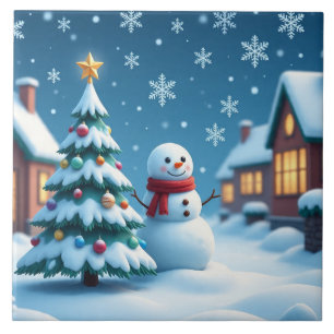 Azulejo Nieve en Navidad Víspera Nivelada cerámica