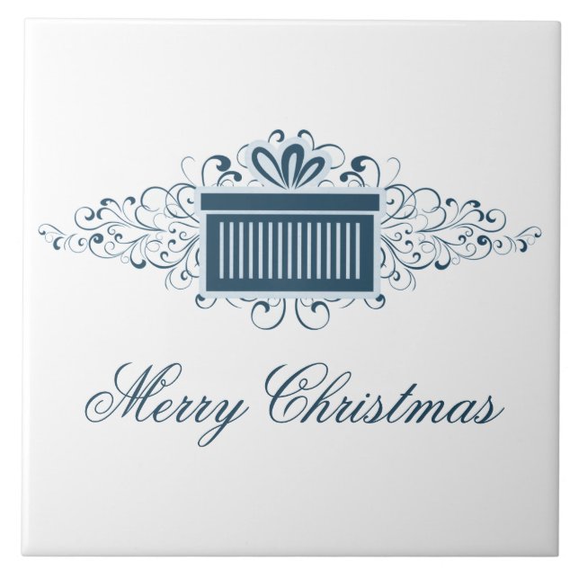 Azulejo Nieves de vacaciones, mosaico presente, azul (Frente)