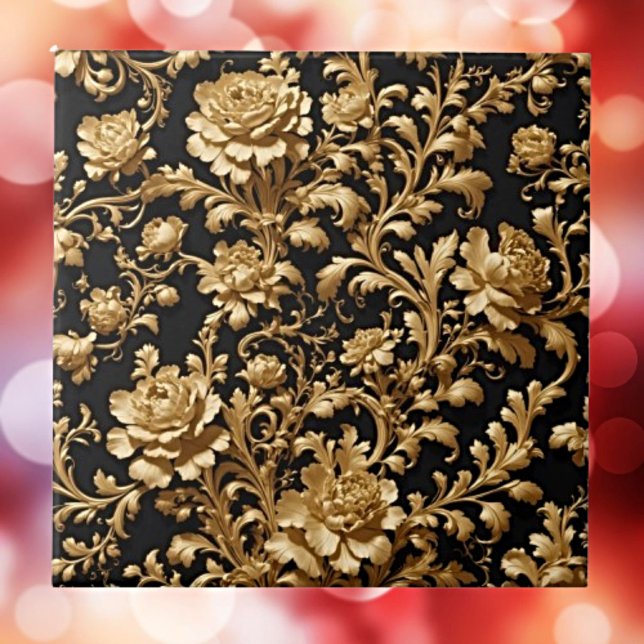 Azulejo Nilo barroco flamenco negro y dorado (Subido por el creador)