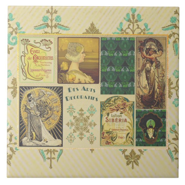 Azulejo Nilo cerámica de las damas de Art Nouveau (Frente)