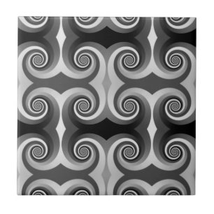 Azulejo Nilo cerámico del patrón giratorio negro y gris