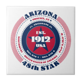 Azulejo Nilo cerámico rojo, blanco y azul de Arizona