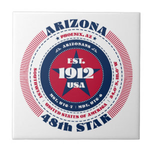 Azulejo Nilo cerámico rojo, blanco y azul de Arizona