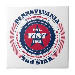 Azulejo Nilo cerámico rojo, blanco y azul de Pensilvania
