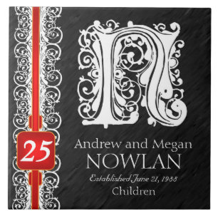 Azulejo Nilo de aniversario de monograma "encaje blanco so