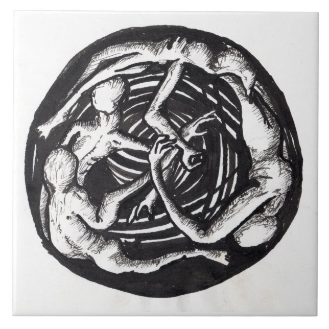 Azulejo Nilo de dibujo de la tinta descendente en espiral (Frente)