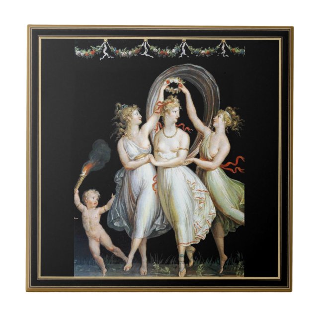 Azulejo Nilo de mujeres bailarinas (Frente)