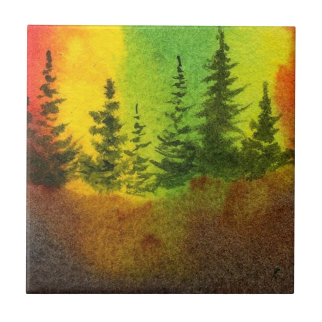 Azulejo Nilo natural del cielo arcoiris del árbol del pino (Frente)