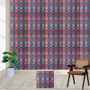 Azulejo Nilo nórdico rojo y azul floral escandinavo