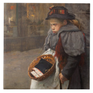 Azulejo Niña Cerilla Pobre Golfillo Callejero Pobreza Urba