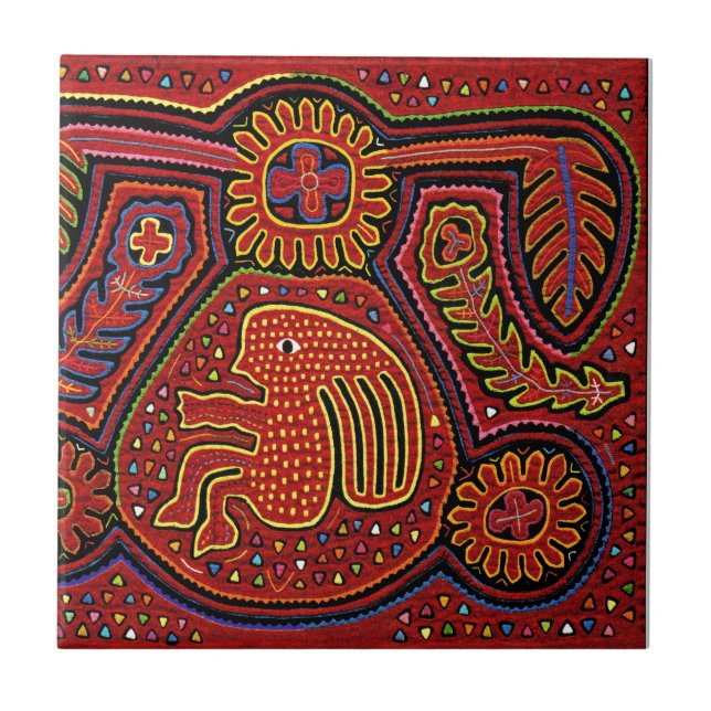 Azulejo Niña india Kuna en bicicleta (Frente)