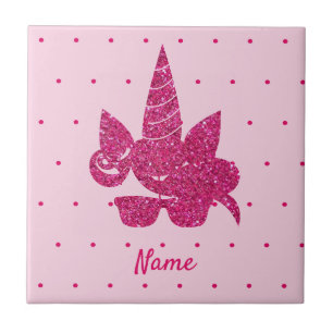 Azulejo Niñas Purpurinas Rosa Unicorn