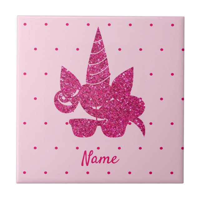 Azulejo Niñas Purpurinas Rosa Unicorn (Frente)