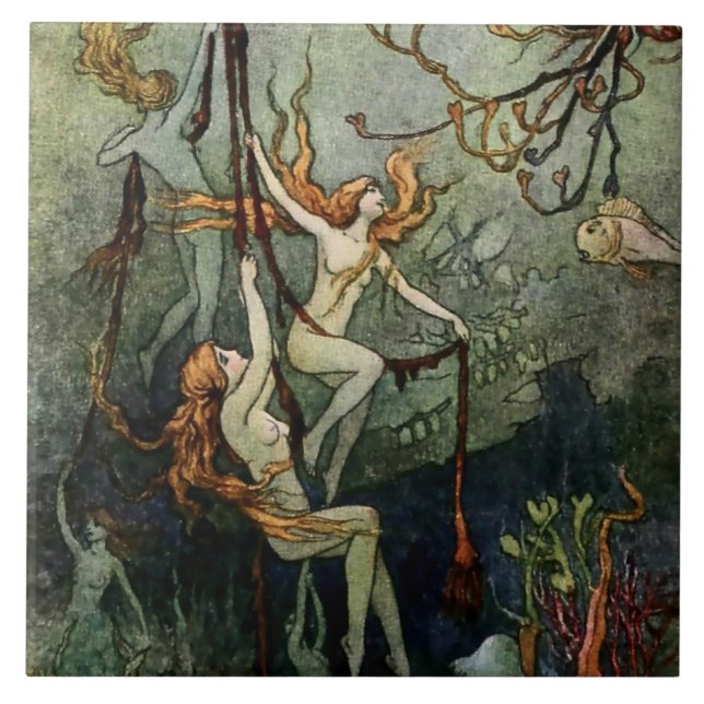 Azulejo “Ninfas marinas” de Warwick Goble (Frente)