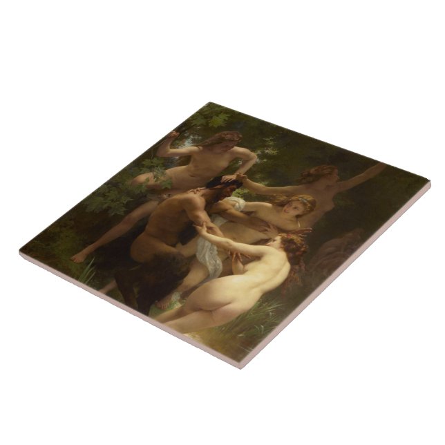 Azulejo Ninfas y Satyr de William-Adolphe Bouguereau (Lado)