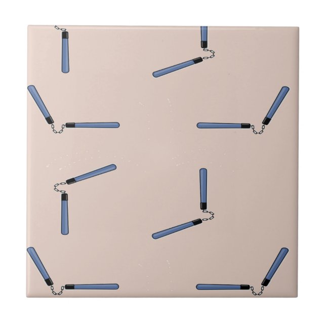 Azulejo Ninja nunchaku sobre el marrón (Frente)