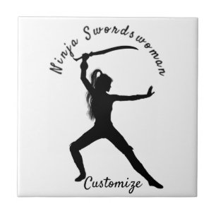 Azulejo Ninja Swordswoman Silhouette Thunder_Cove