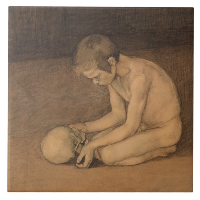 Azulejo Niño con calavera (por Magnus Enckell) (Frente)