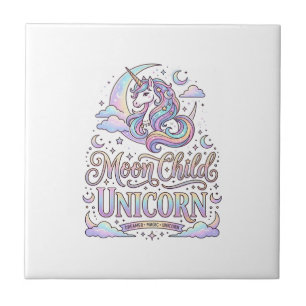 Azulejo Niño de la Luna Unicornio Diseño Original Zazzle_