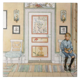 Azulejo Niño sentado en la esquina (por Carl Larsson)