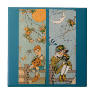 Azulejo Niño y chica de los años 20 en otoño