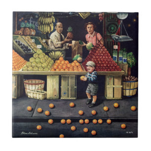 Azulejo Niño y naranjas