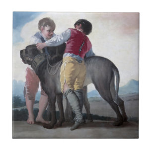 Azulejo Niños con un perro escarlata (por Francisco Goya)