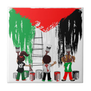 Azulejo Niños de Gaza pintando la bandera de Palestina