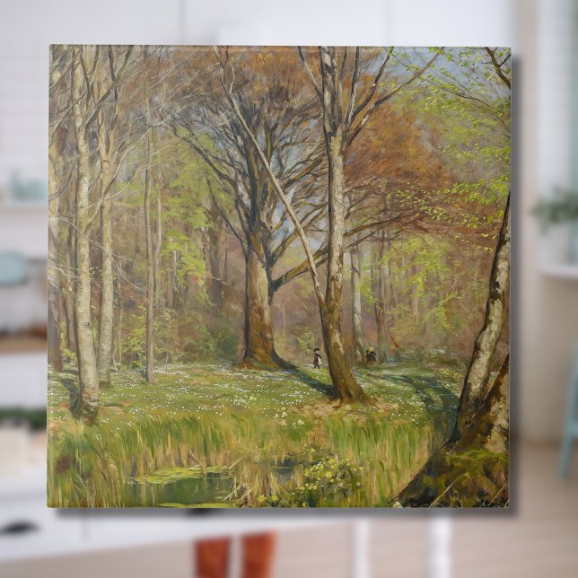 Azulejo Niños en el bosque primaveral H.A. Brendekilde (Subido por el creador)