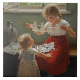 Azulejo Niños Haciendo Silhouettes (Niños Cuidados Jugando