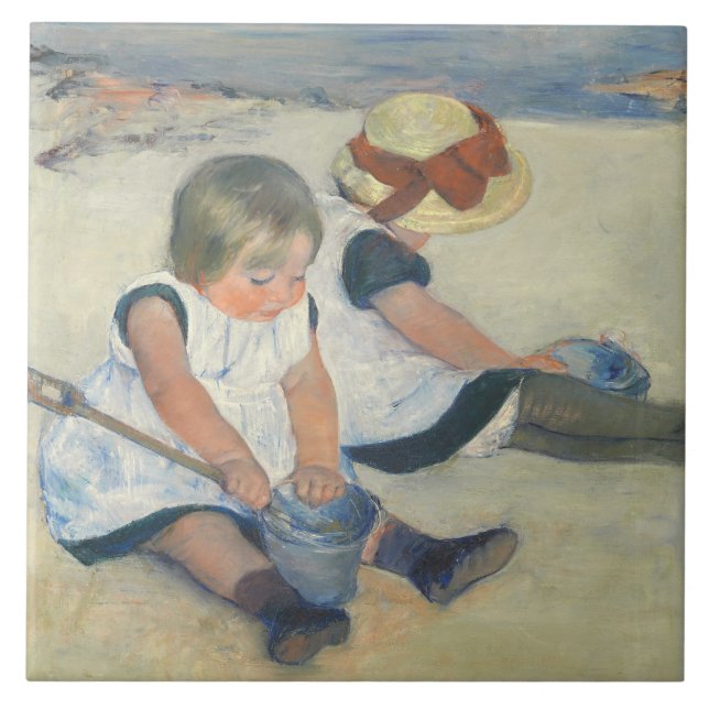 Azulejo Niños que juegan en la playa, 1884 (Frente)