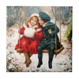 Azulejo Niños victorianos de época en esmalte cerámico