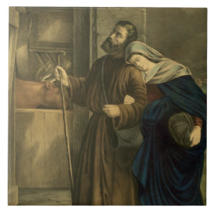 Azulejo No hay habitaciones en la posada, una Navidad vint