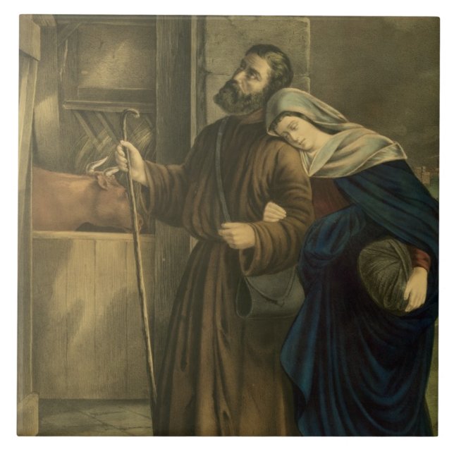 Azulejo No hay habitaciones en la posada, una Navidad vint (Frente)