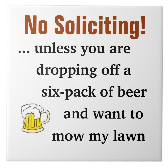 Azulejo No solicitas a menos que te vayas de la cerveza (Frente)