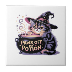 Azulejo No Toques Mi Poción, Gato Bruja Kawaii Halloween C