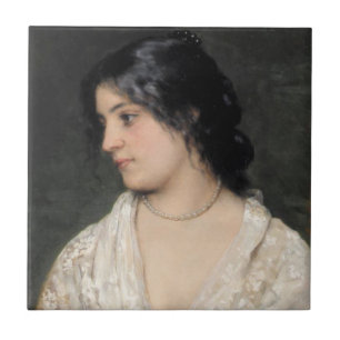 Azulejo Noble Lady con un collar de perla
