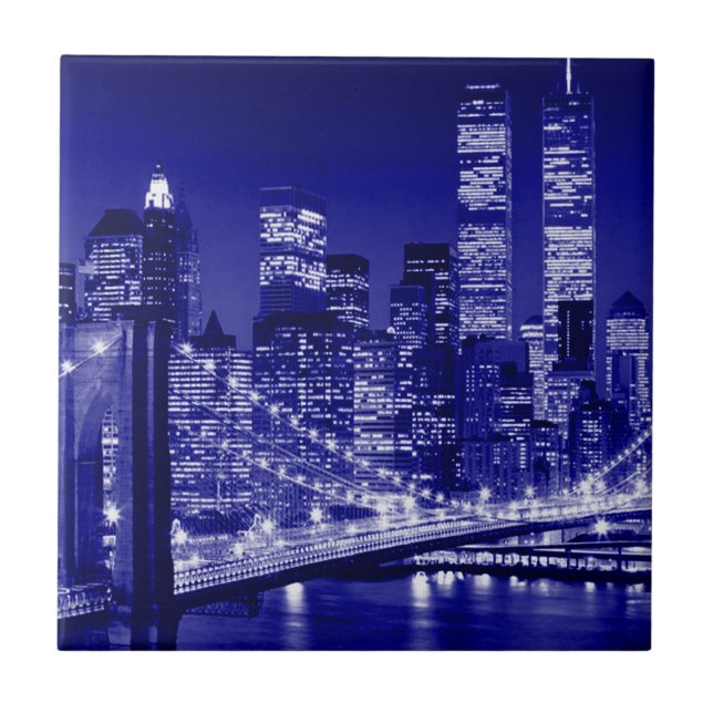 Azulejo Noche azul de Nueva York (Frente)