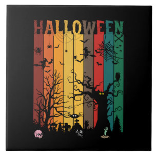 Azulejo Noche Colorida de Halloween
