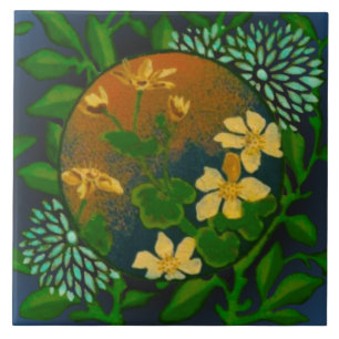 Azulejo Noche de boda rara resbalón de barbotine pintada 