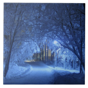 Azulejo Noche de invierno nevada