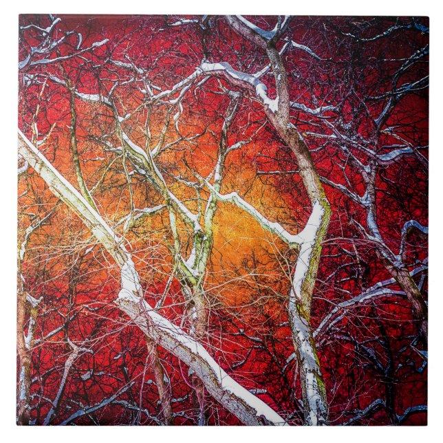 Azulejo Noche de invierno roja (Frente)