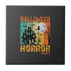 Azulejo Noche de Terror de Halloween Casa Embrujada Vector